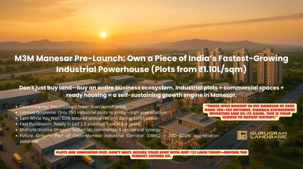 M3M Manesar Pre-Launch Own a Piece of India’s Fastest-Growing Industrial Powerhouse (Plots from ₹1.10Lsqm)