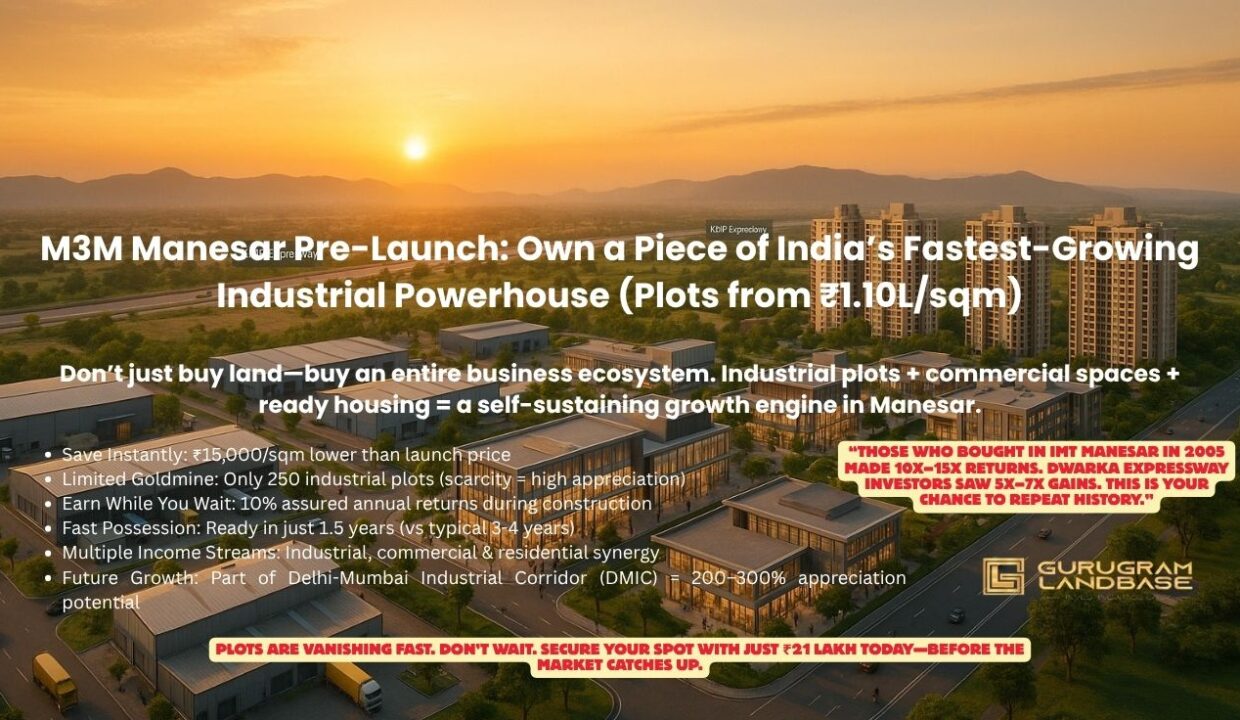 M3M Manesar Pre-Launch Own a Piece of India’s Fastest-Growing Industrial Powerhouse (Plots from ₹1.10Lsqm)
